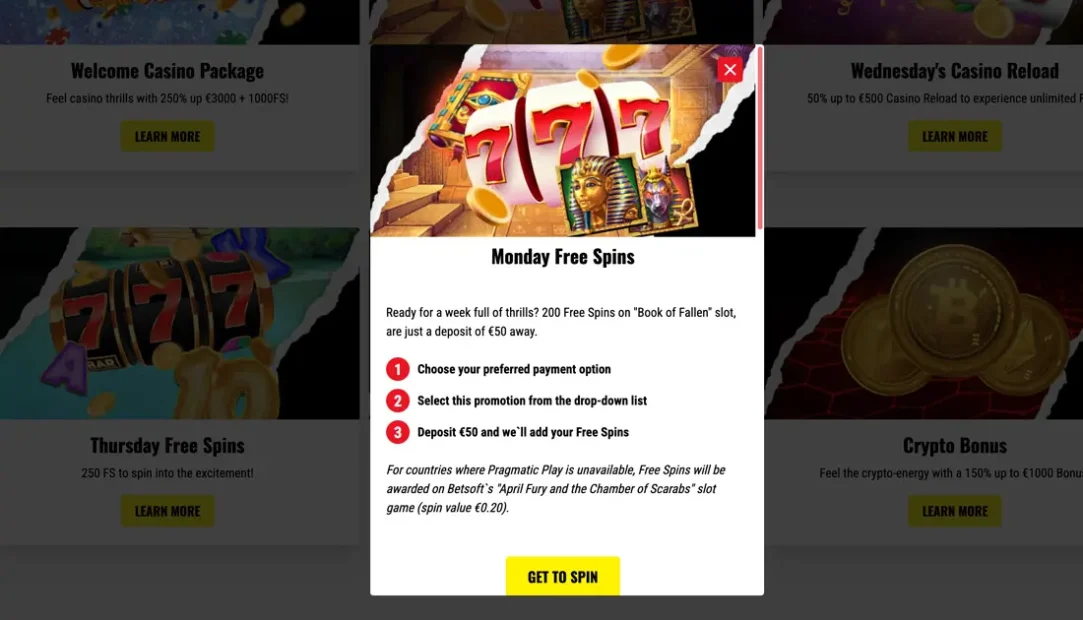 21 Freespins jeden Montag