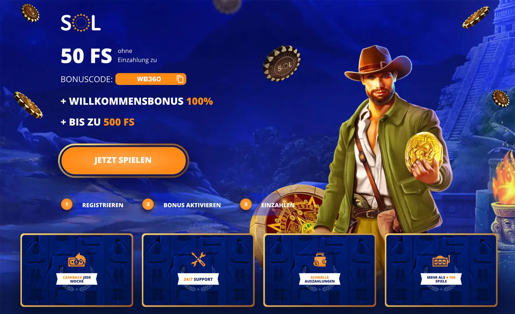 50 Free Spins im SOL Casino