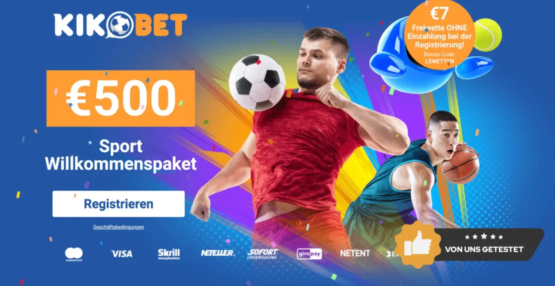 Aktion mit 7 Euro Freiwette ohne Einzahlung bei Kikobet