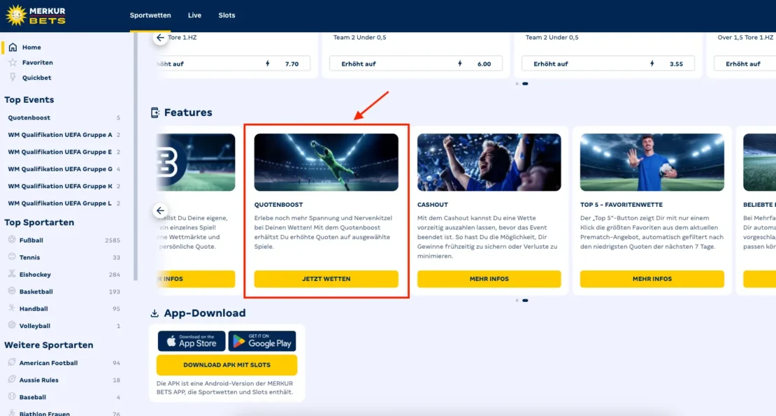 Merkutbets Quotenboost