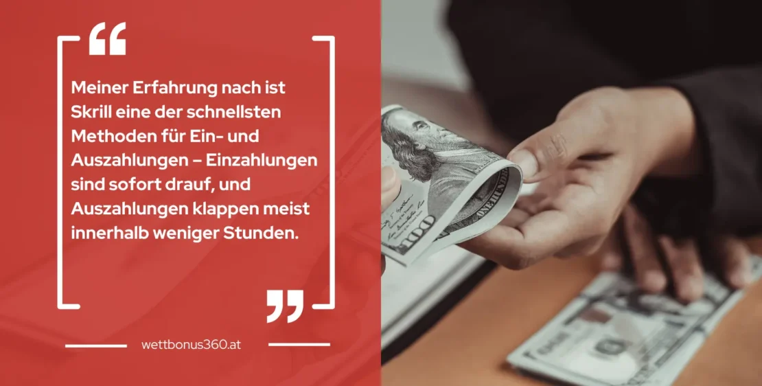 Skrill zählt zu den schnellsten Einzahlungmöglichkeiten bei Wettanbietern.