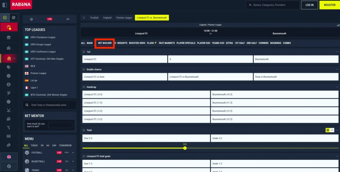 Betbuilder von Rabona
