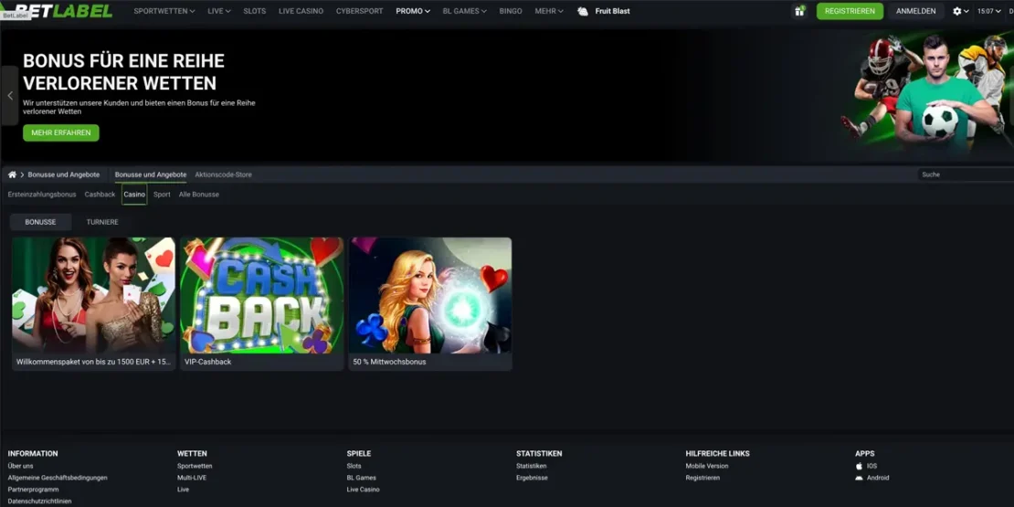 Casino Bonus von betlabel