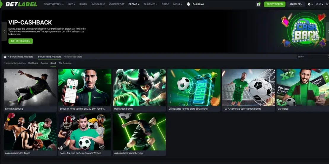 Sportwetten Bonus bei Betlabel
