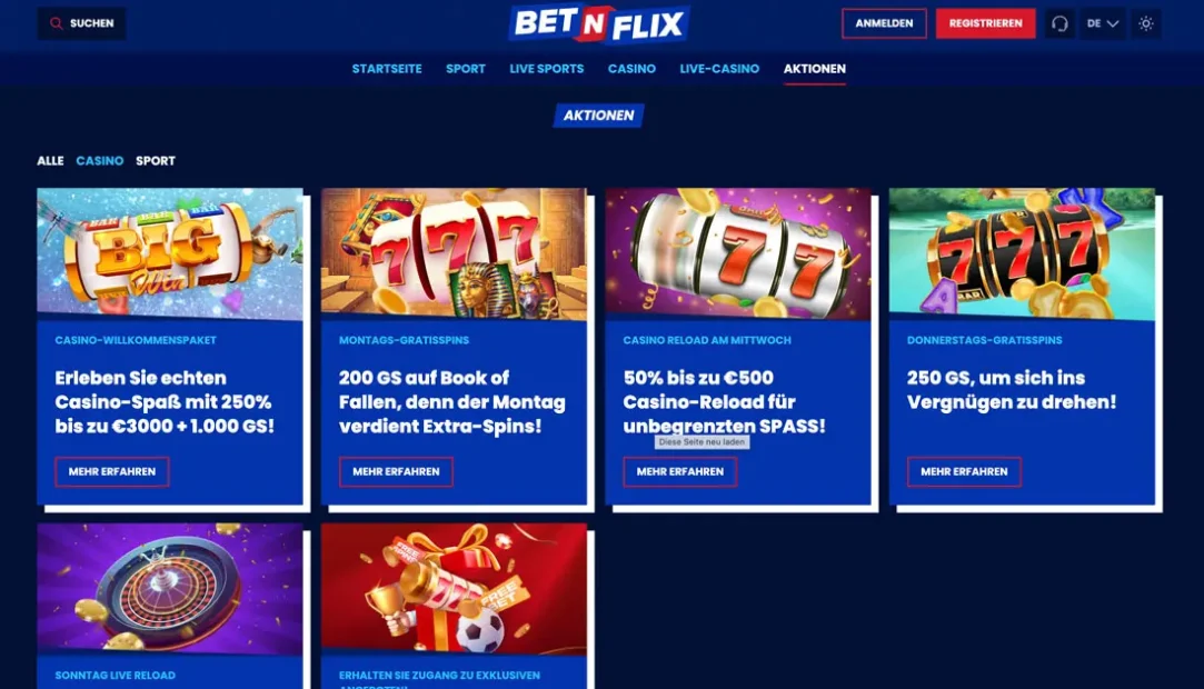 Willkommensbonus und Freispiele bei Betnflix