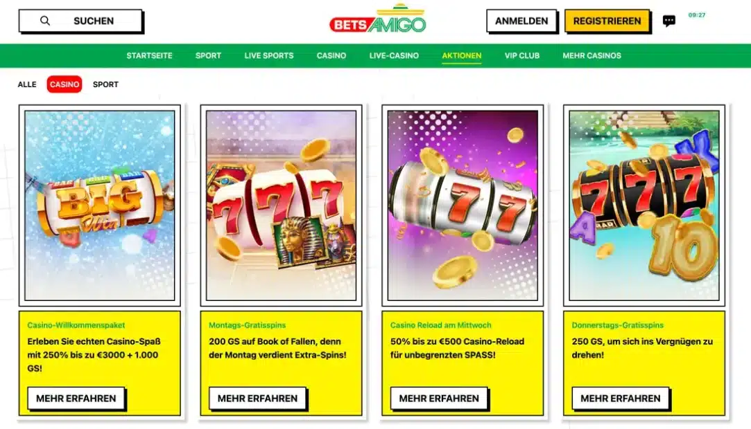 BetsAmigo Willkommensbonus und Freispiele