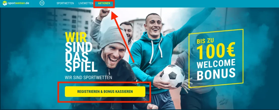 Eingabe des Sportwetten.de Bonus Codes