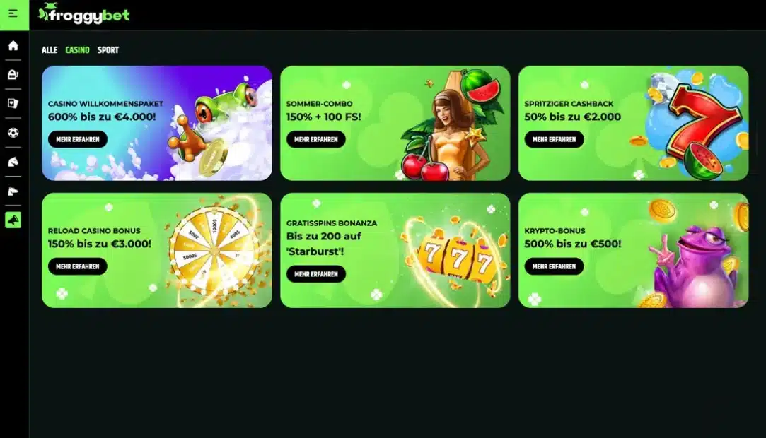 Neukundenbonus und Freispiele bei Froggybet