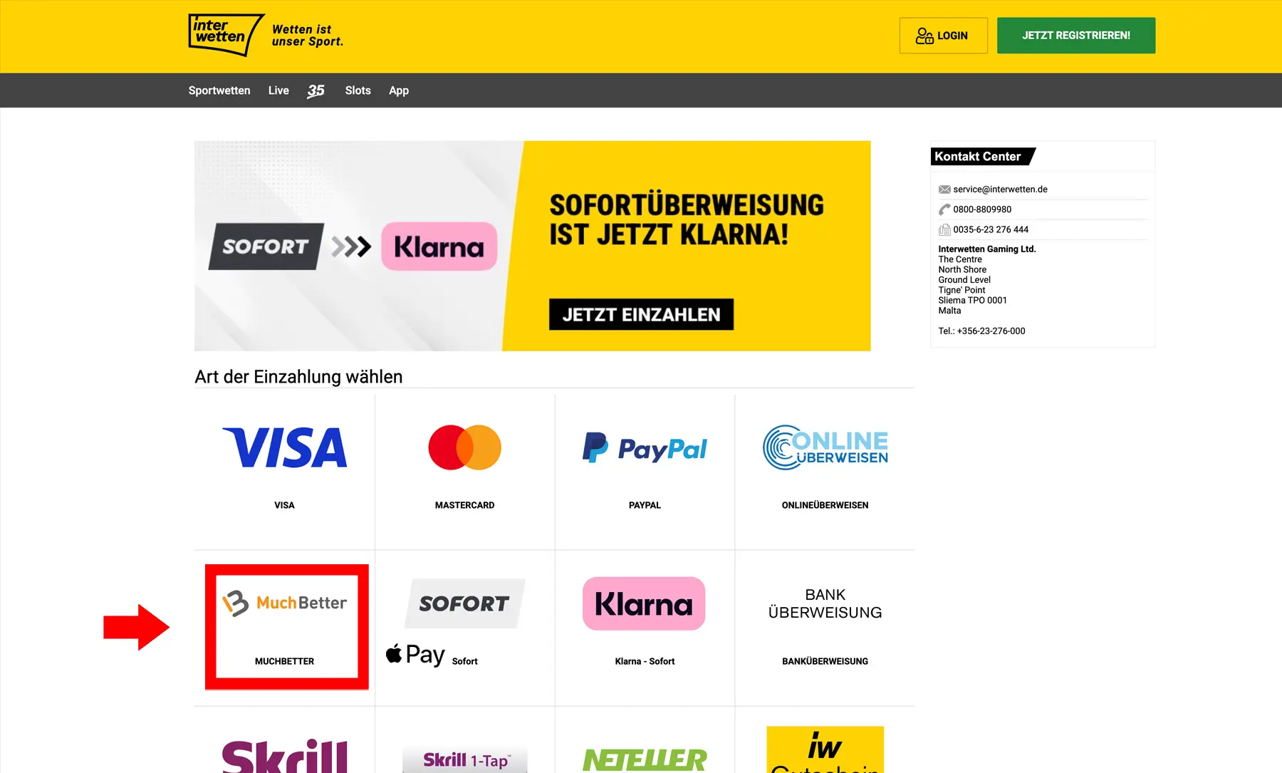 Angaben zu Muchbetter bei Interwetten