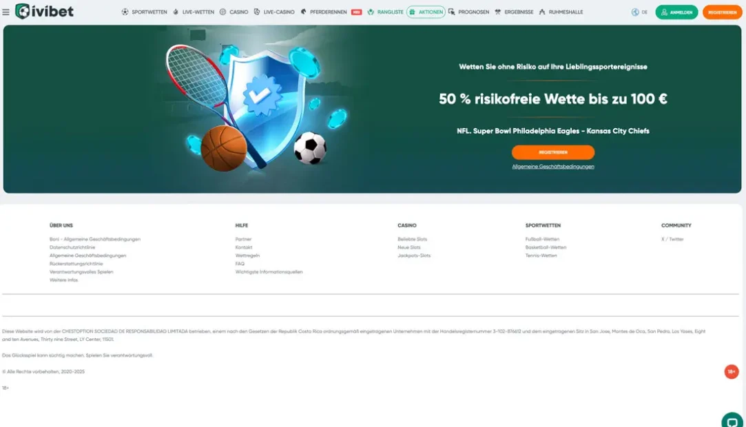 Risikofreie Wette bei IVIBET