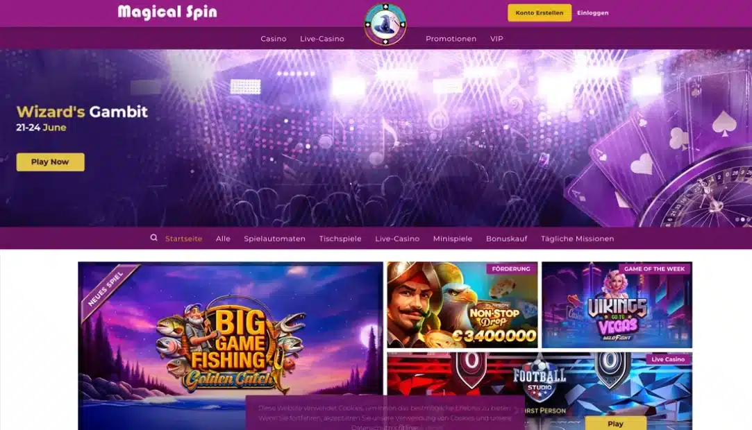 Startseite vom Online Casino Magical Spin
