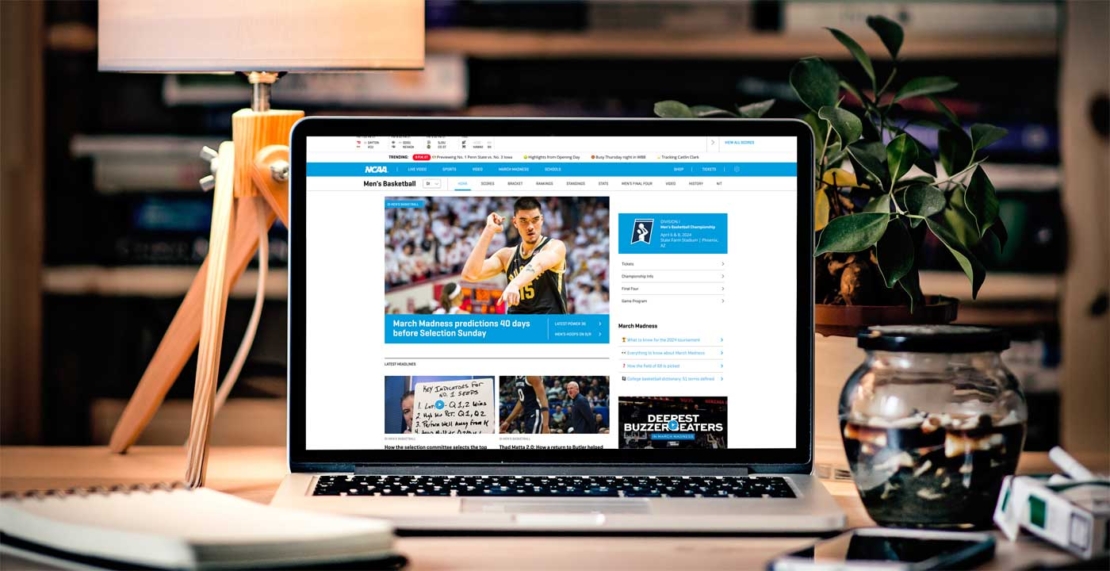 Screenshot auf einem Laptop von ncaa.com/sports/basketball-men/d1