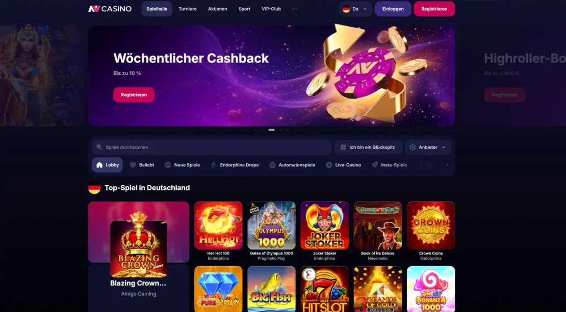 Startseite vom NV Casino