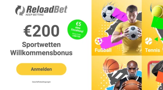 Reloadbet mit 5 Euro Gratiswette ohne Einzahlung