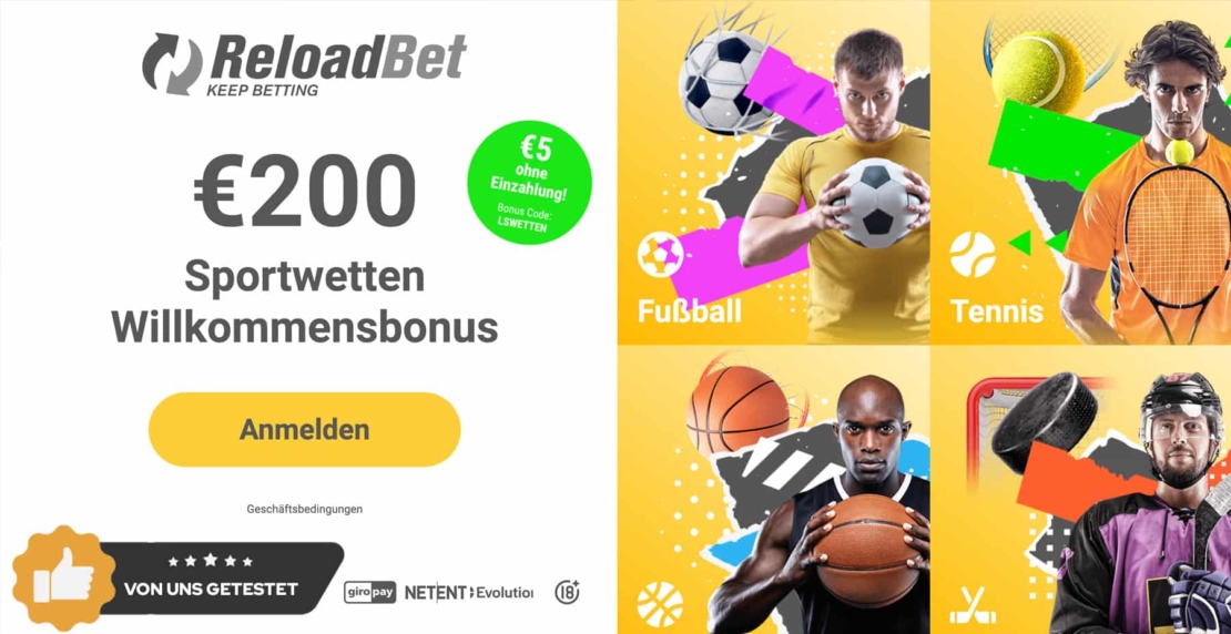 Reloadbet Aktion mit 5 Euro ohne Einzahlung