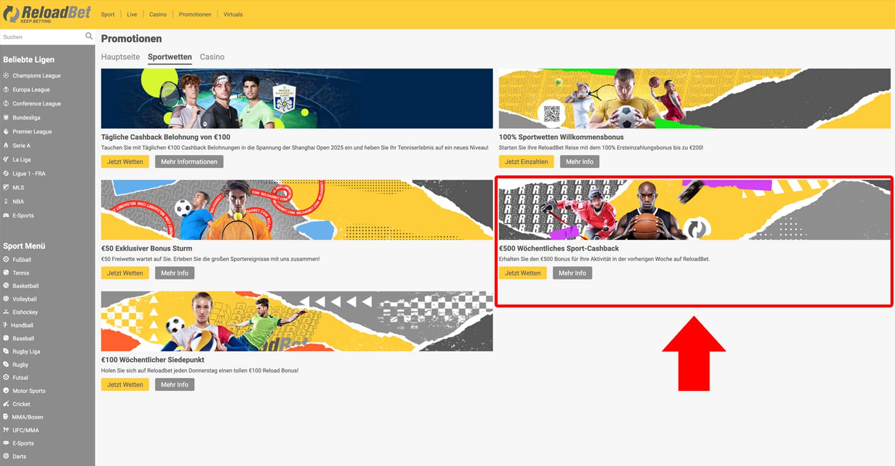 Reloadbet Sportwetten Bonus