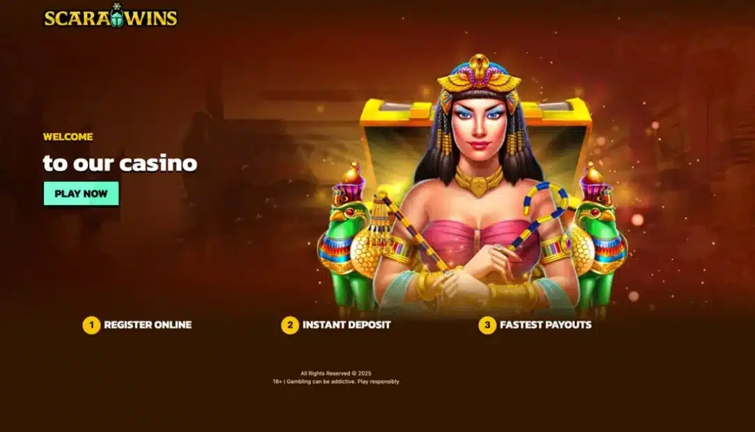 Startseite vom Online Casino Scarawins