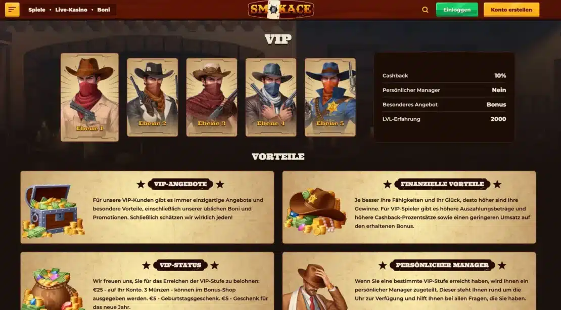 Smokace Casino VIP Programm
