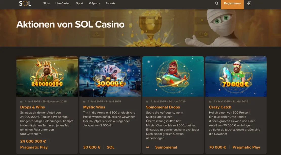 Aktionen für Bestandskunden im SOL Casino