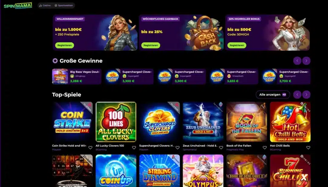 Startseite Online Casino SpinMama