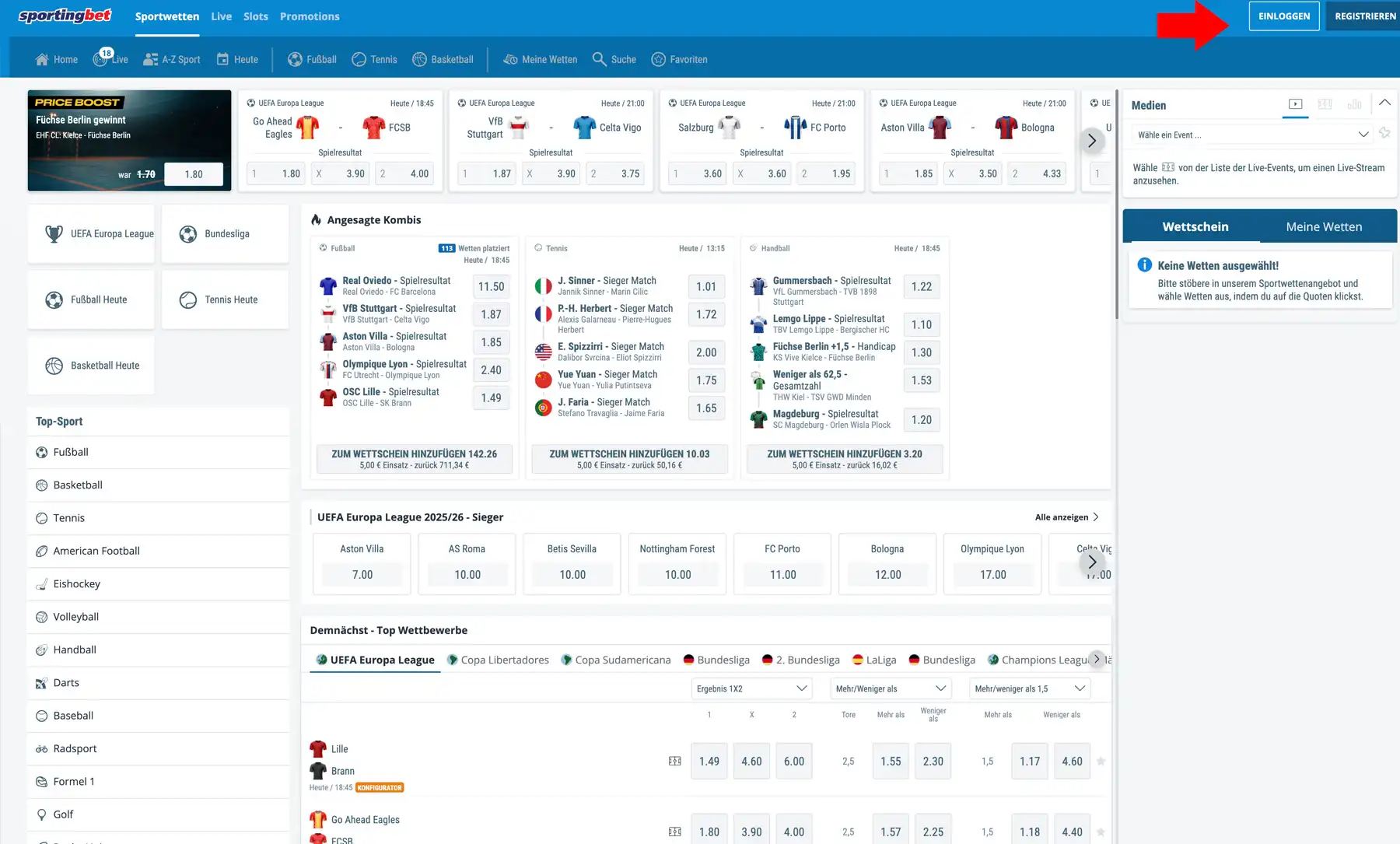 Einzahlen bei Sportingbet mit Trustly