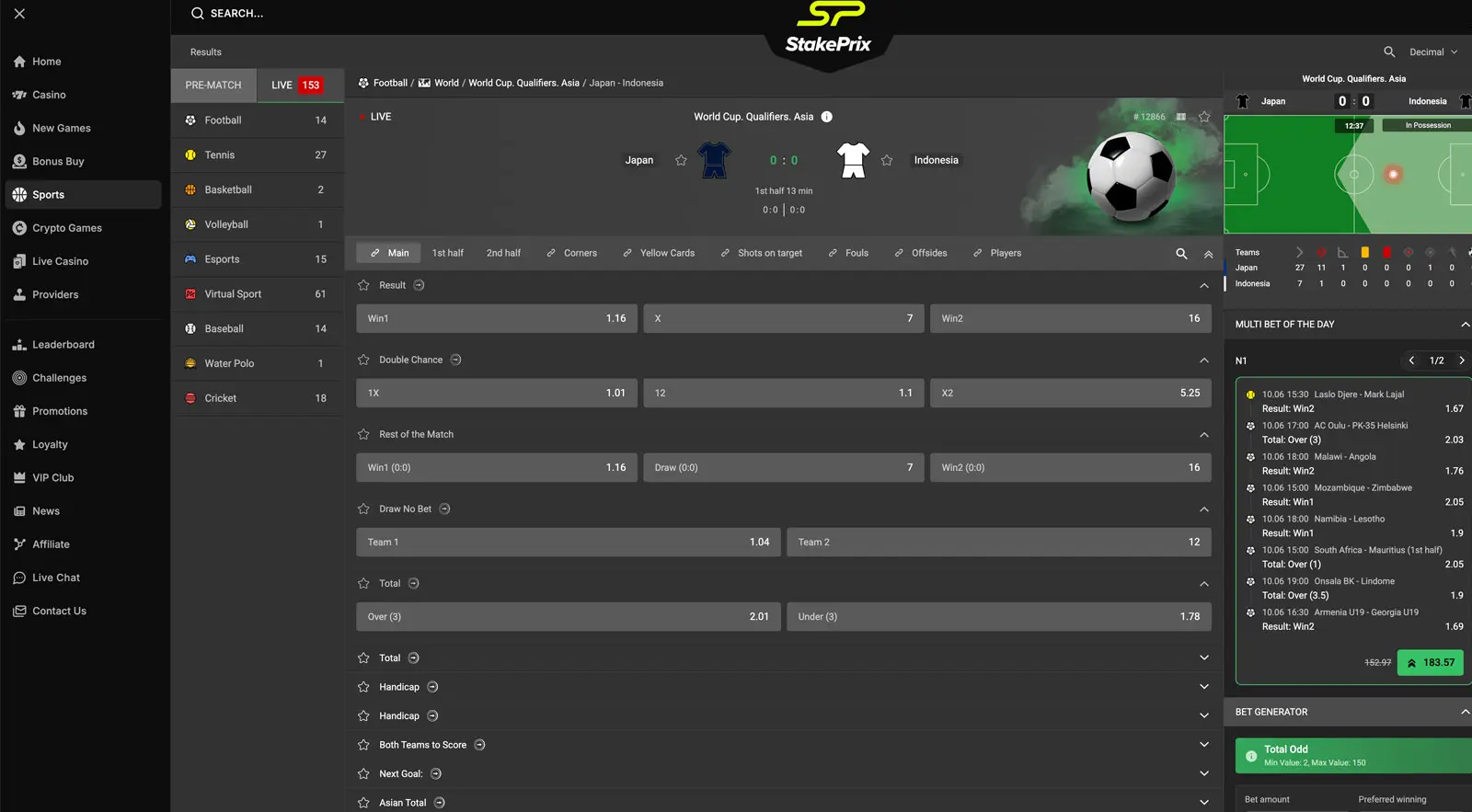Livewetten bei Stakeprix