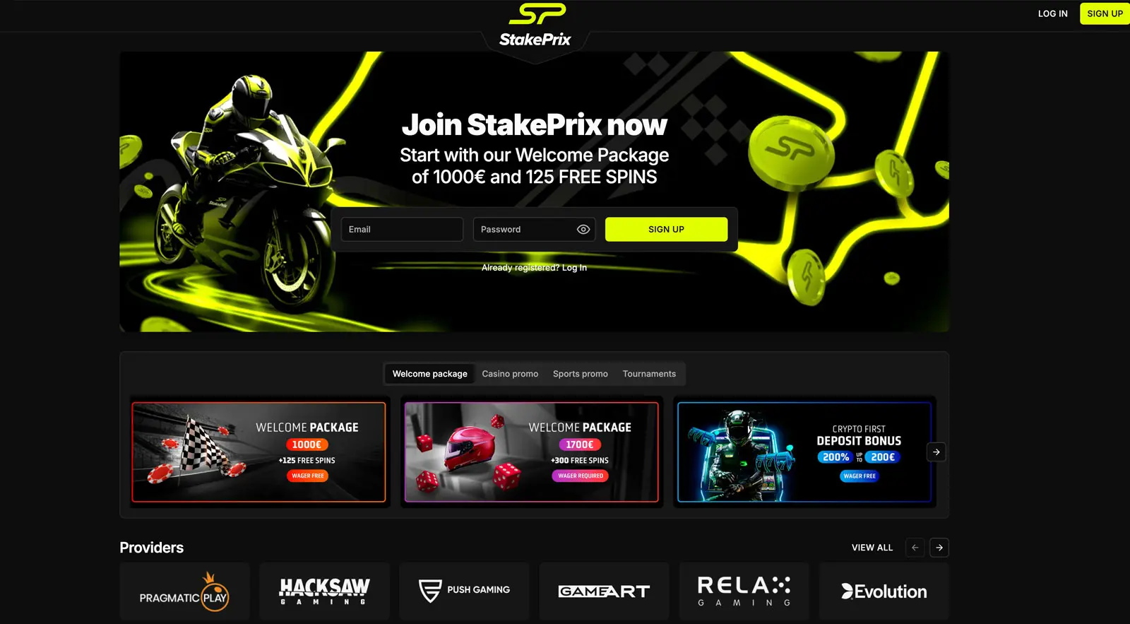 Startseite vom Wettanbieter Stakeprix