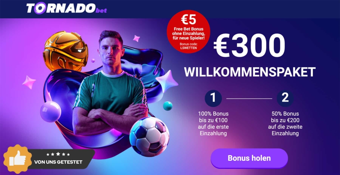 Tornadobet Aktion mit 5 Euro Free Bet