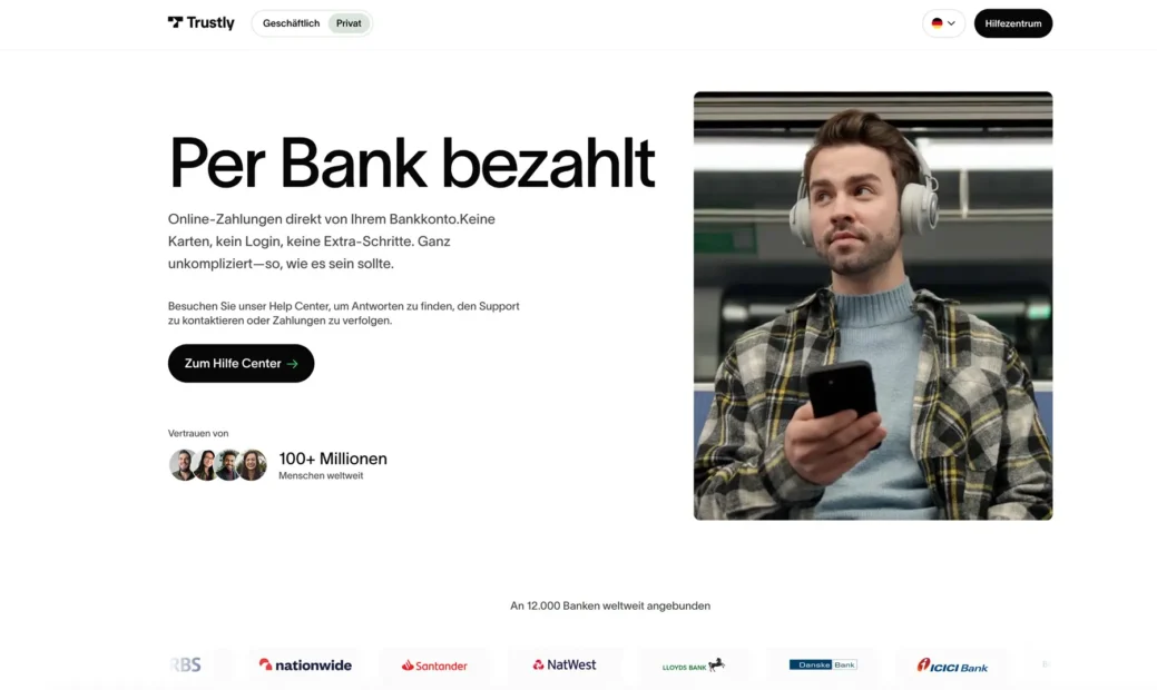 Website von trustly.com 
