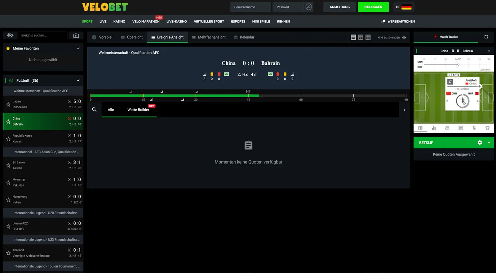 Livewetten bei Velobet