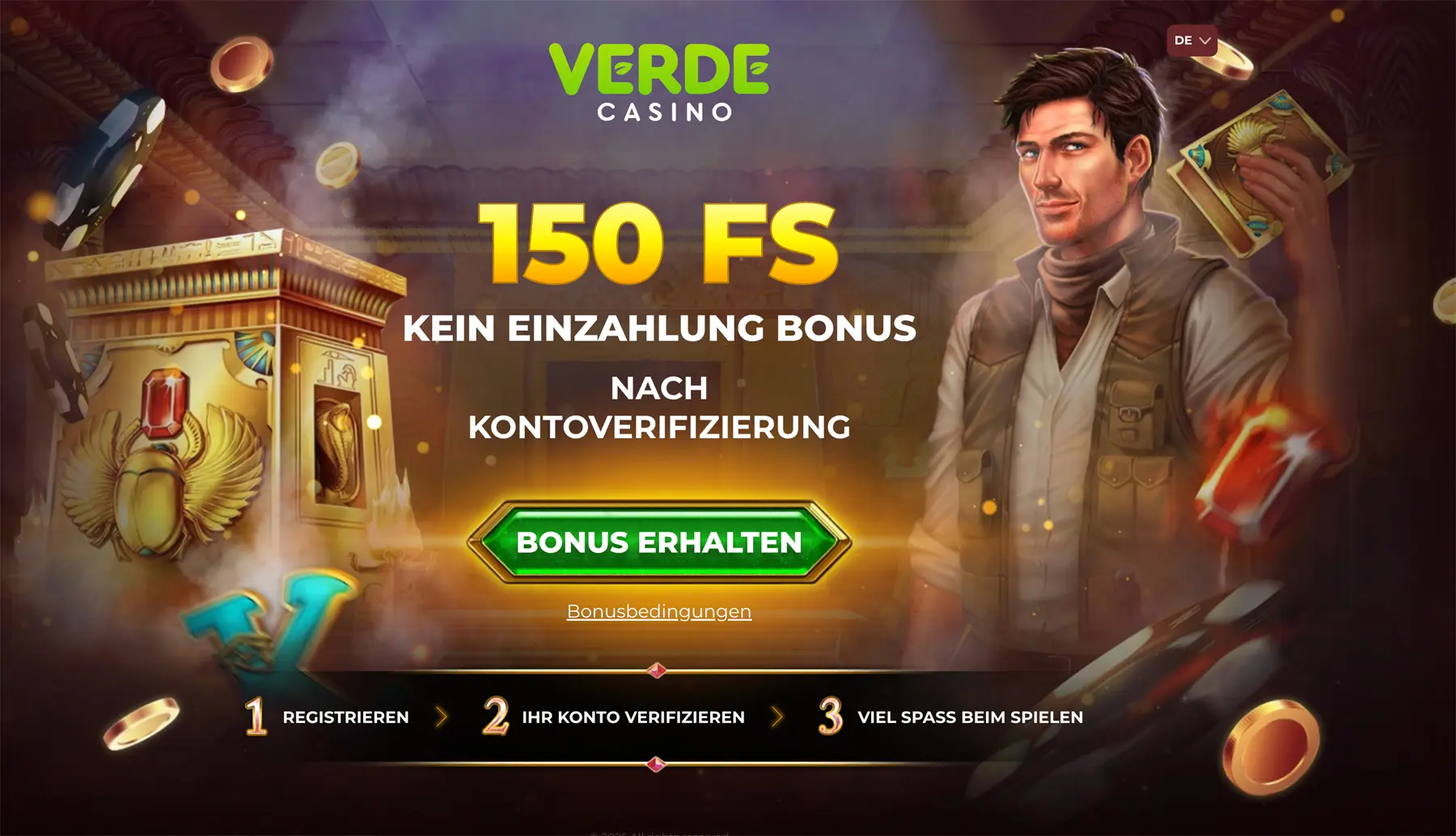 Verde Casino mit der 150 Freispiele Aktion