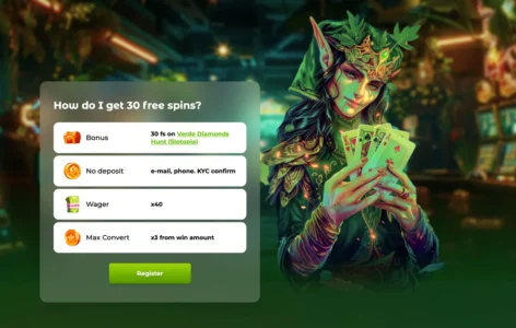 Angebot im Verde Casino mit 30 Freespins