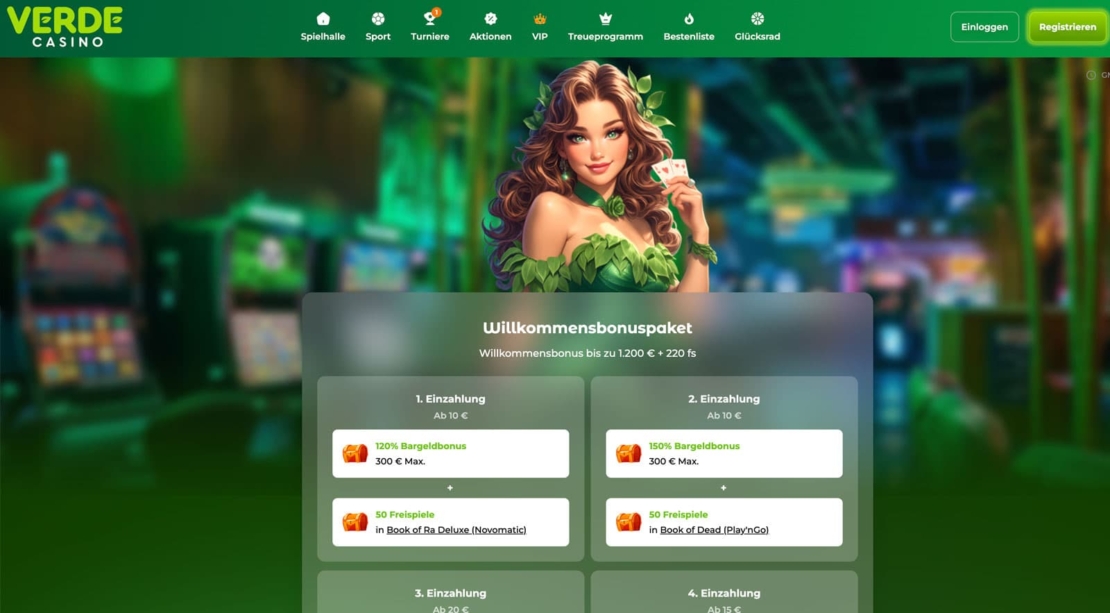 Verde Casino Neukundenbonus und Freispiele
