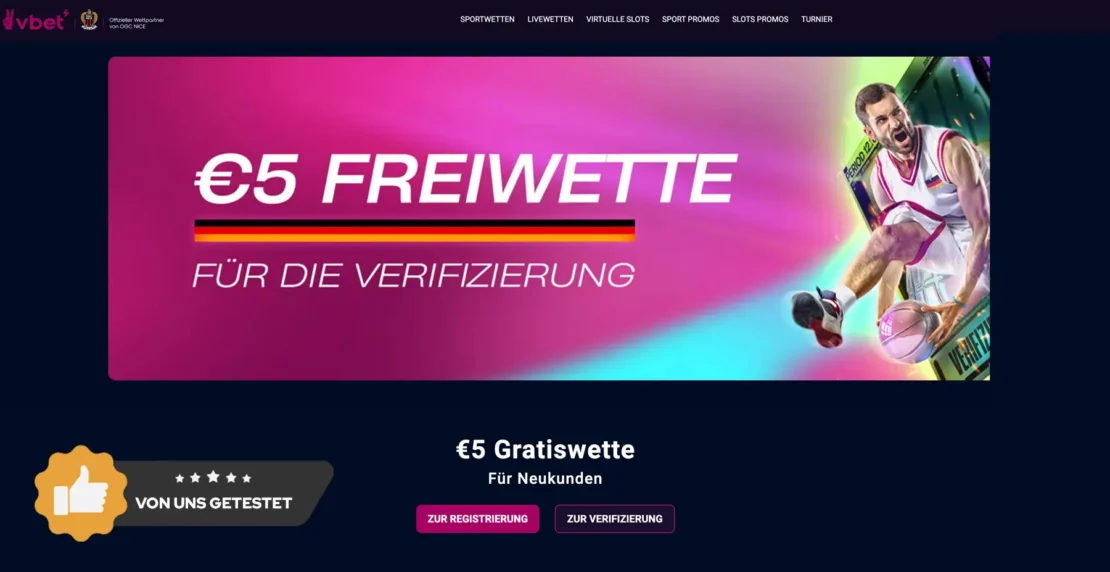 5 Euro Freiwetten bei Vbet