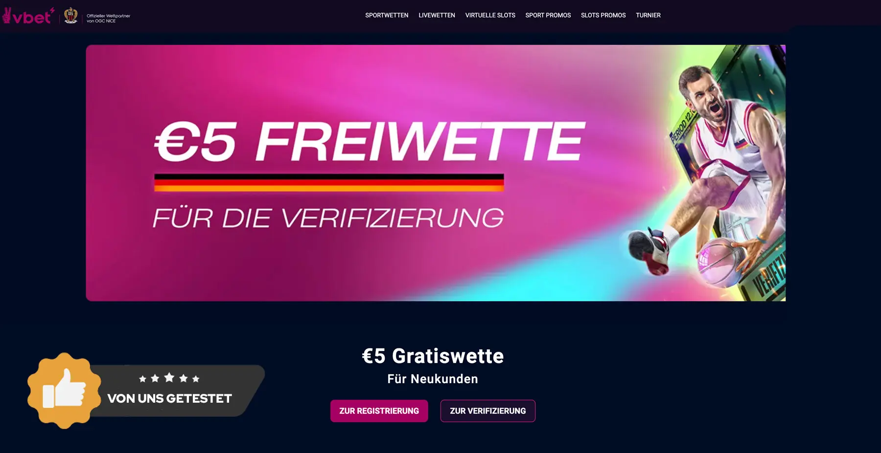 5 Euro Freiwetten bei Vbet