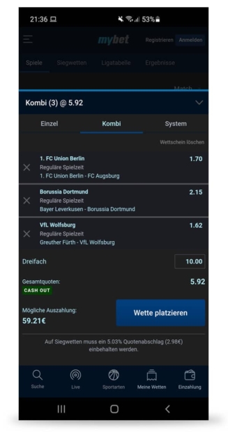 Mybet App Wettschein