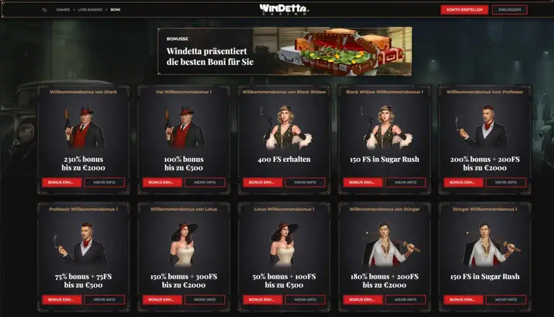 Windetta Willkommensbonus und Freispiele